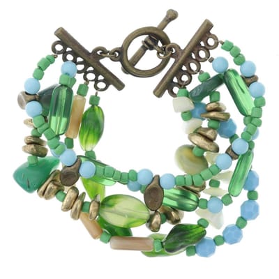 Behave - Kralenarmband groen blauw - zomerse boho look 17 cm