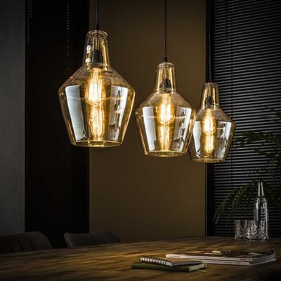 PS-Collection Kegel 3L Hanglamp - Ø25x150cm - Oud Zilver - Glas - hanglampen eetkamer, hanglamp zwart, hanglampen woonkamer, hanglamp slaapkamer, hanglamp kinderkamer, hanglamp rotan, hanglamp hout, hanglamp industrieel