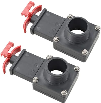 Zwembad Afsluitkraan 2 stuks - Pool Gate Valve 1.5" (38 mm) - Met Binnen- en Buitendraad & Vergrendelingsclip - Chloorbestendig ABS - Universele Regelkraan voor Zandfilter en Warmtepomp