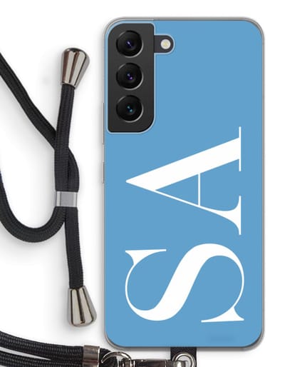 Gepersonaliseerd - Case Company® - Hoesje met koord geschikt voor Samsung Galaxy S22 hoesje met Koord - Monogram N°2 - Telefoonhoesje met Zwart Koord - Bescherming aan alle Kanten en Over de Schermrand