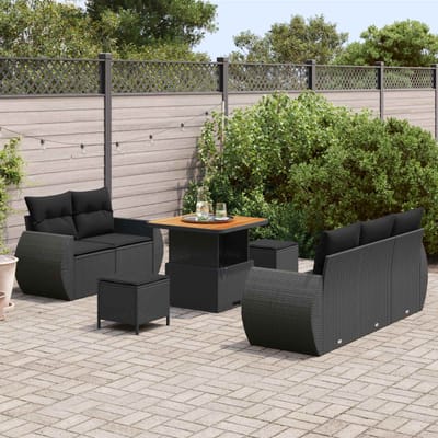 vidaXL - Tuinbank - Set - 8 - st - 5-Aantal - zitplaatsen - Zwart - poly - rattan