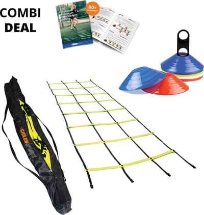 Ciclón Sports trainingspakket - Triple speedladder - Boek met loopladder oefeningen - Set van 20 trainingshoedjes