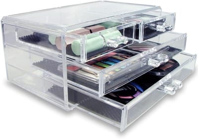 Cosmetica Lade Organizer - Make-up Opberger Sieraden - Bureau Organiseren - 3 Lagen 4 Laden - 15 x 11 cm