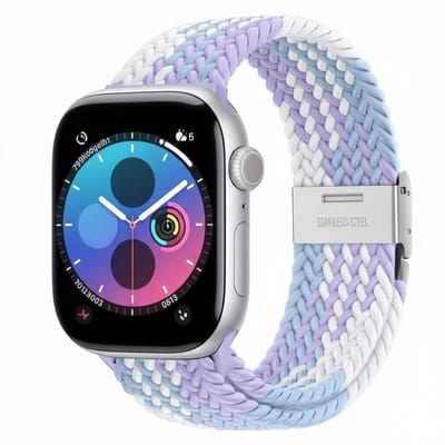 Gemengde kleur nylon horlogebandje geschikt voor Apple Watch dames en heren 42mm (serie 1 / 2 / 3) / 44 mm / 45 mm / 46 mm (serie 10 / 11) / 49 mm (Ultra / Ultra 2), elastisch gevlochten smartwatch bandje zonder gesp