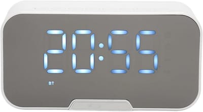 Bluetooth-luidspreker met Digitale Wekker - Multifuntionele Spiegelwekker - Ingebouwde FM-radio - Temperatuurweergave - Voor Slaapkamer en Kantoor