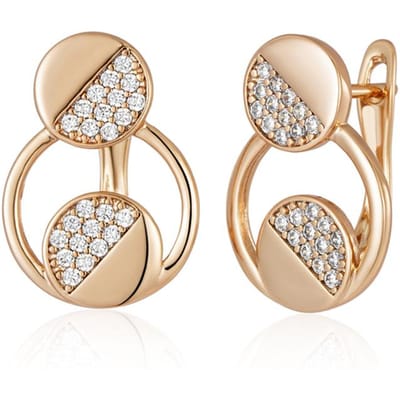 Mode Glanzende Roségouden Kleur Hangende Oorbellen Voor Vrouwen Volledig Natuurlijke Zirkonia Accessoires Dagelijkse Fijne Sieraden Cadeau beige