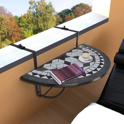 vidaXL - Balkontafel - hangend - mozaïek - zwart - en - wit