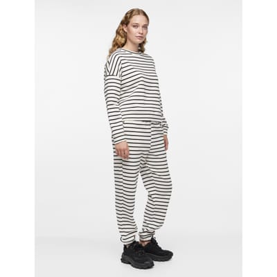 Pieces Dames Huispak Loungewear Gestreept Wit/Zwart - Maat M