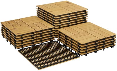 ITRONIQ Houten Vlondertegels 22 Stuks - Acacia Kliktegels Voor Balkon Patio en Terras - Terrastegels - Antislip - Teakhout
