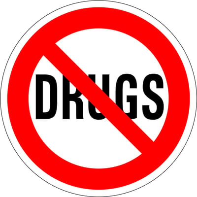 Drugs verboden bord, kunststof 100 mm