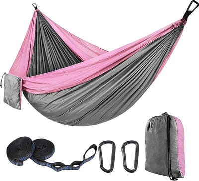 Draagbare Hangmat - Dubbel Relaxbed - Buiten Ontspannen - Sterke Katoenen Stof - 270x140cm - Roze
