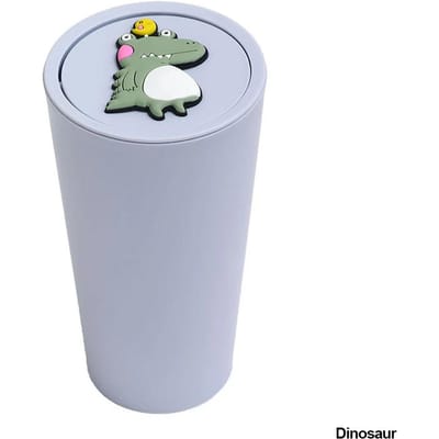 Schattige Creatieve Kleine Mini Auto Prullenbak Auto Opbergdoos Desktop Prullenbak Afvalbak Auto Accessoires dinosaur white
