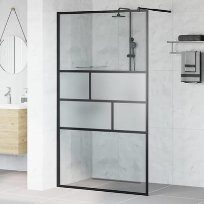 vidaXL - Inloopdouchewand - Zwart - 115 - x - 195 - x - 0,5 - cm - Glas - en - Aluminium