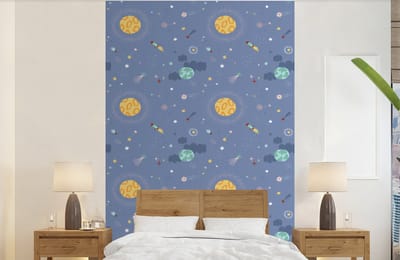 Behang - Fotobehang Patroon - Jongens - Kinderen - Ruimte - Breedte 140 cm x hoogte 220 cm