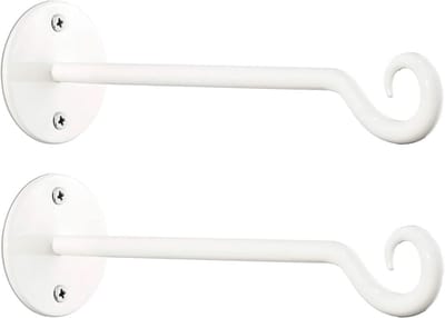 Wandmontage Plantenhaak - Decoratieve Hangbeugel - Tuindecoratie Ophangen - Premium Metalen Kwaliteit - Set van 2 - Klassiek Wit