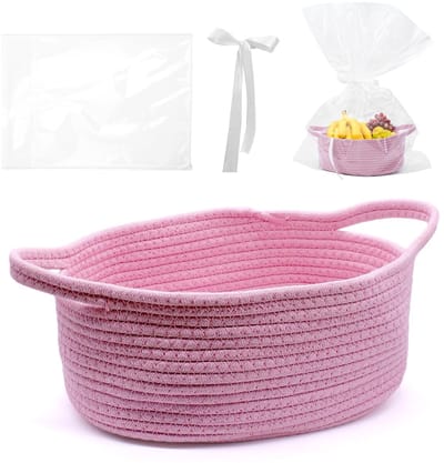 Dailygoods- Geschenkmand Leeg - Geweven Mand - Katoenen Touw - Cadeauzakjes - Cadeaulint - Praktische Handgreep - Cadeaumand