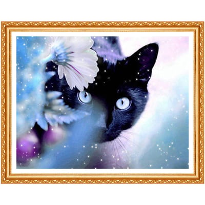 Diamond schilderij  Animal Black Cat  borduurwerk kruissteek Strass schilderij decor cadeau Bk 20X30CM black