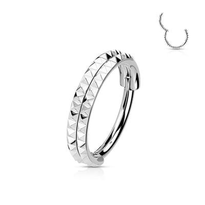 Piercing High Quality ring Pyramid Cuts Chevron 1.2x10 - zilver - LMPiercings