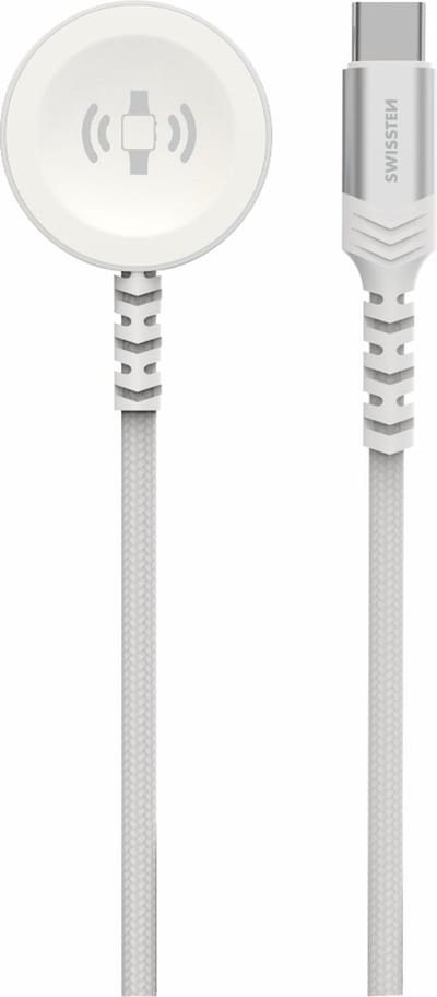 Swissten Draadloze Magnetische Oplaadkabel - Geschikt voor Apple Watch - USB-C - 1.2M - Wit