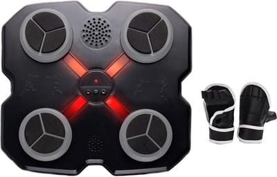 Boks Trainingsapparaat - Muziek Boks Machine - Thuis Fitness Training - Interactieve LED Verlichting - 28x28x5 cm - Zwart