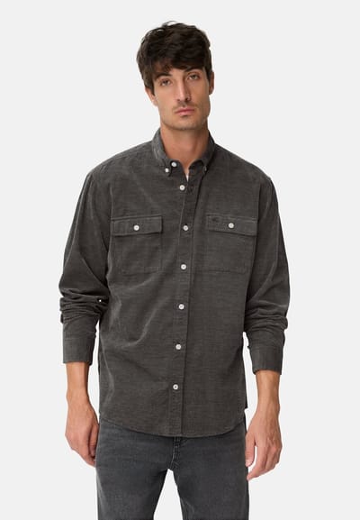 camel active Hemd met lange mouwen en opgestikte zakken - Maat menswear-L - Zwart