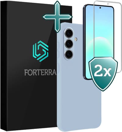 Hoesje Met 2x Screenprotector - Geschikt voor Samsung Galaxy A57 - Sterk & Shockproof - Telefoon Hoes - Back Cover - Siliconen Case - Lichtblauw