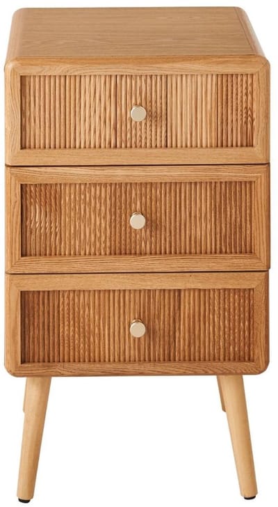 CALICOSY - Nachtkastje met 3 lades en latteneffect front H71 cm - AVA