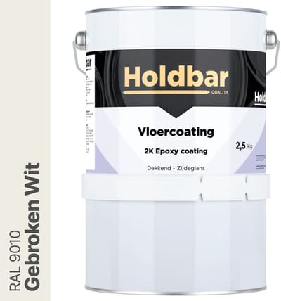 Holdbar Vloercoating Gebroken Wit (RAL 9010) 2,5 kg - Vloerverf - Alle kleuren - Voor Binnen en Buiten - Slijtvast - UV-bestendig - Gemakkelijk te reinigen - 2 Componenten Verf