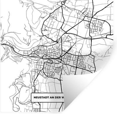 Muurstickers - Sticker Folie - Neustadt an der Weinstraße - Plattegrond - Kaart - Stadskaart - 100x100 cm - Plakfolie - Muurstickers Kinderkamer - Zelfklevend Behang XXL - Zelfklevend behangpapier - Stickerfolie