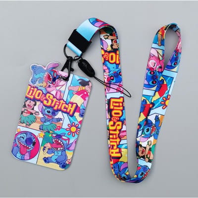Nieuwste Stitch Kaarthouder Anti-verlies Cartoon Nekband Kaarthouder en Meisjes Speelgoed Lanyard Badgeclip Cadeau, geweldig voor dagelijks gebruik -A4487