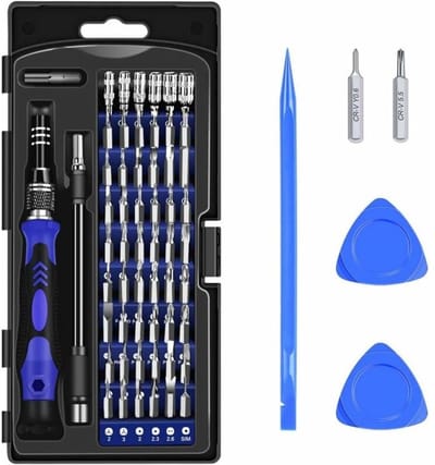 GELLDG 63-in-1 Schroevendraaierset - Universele Precisie Schroevendraaier - Magnetisch Gereedschapset met Anti-slip Greep en Verschillende Koppen - Geschikt voor Smartphone, Horloge en Bril Reparaties - RVS