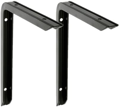 AMIG Plankdrager/planksteun - 2x - aluminium - gelakt zwart - H120 x B80 mm - max gewicht 75 kg - boekenplank steunen