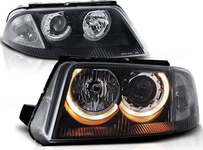 Koplampen dual halo rims VW PASSAT 3BG B5 FL 09 00-03 05 ANGEL EYES ZWART