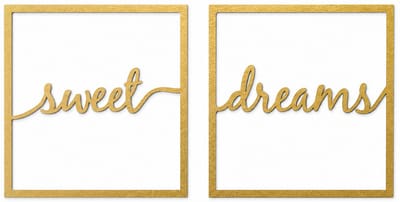 Houten wanddecoratie - Wooden wall decoration | Sweet dreams kader 80 x 40cm Frame | Goud - Gold | Muurdecoratie - Wall art - Wandfiguur - Babykamer - Kids - Deco