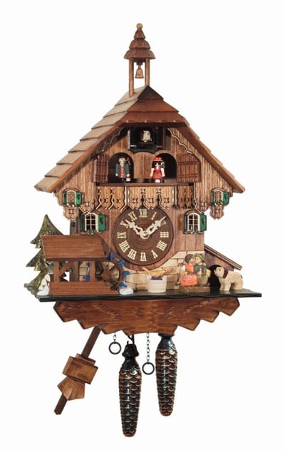 Engstler - 4484_MT - Koekoeksklok - 1-daags kettinguurwerk - Notenhout - met muziek met dansend paar - 35 cm