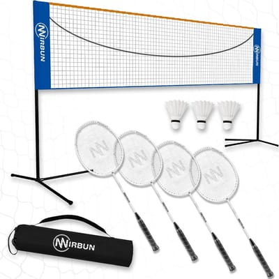 Badmintonset voor 4 - Outdoor sportspel - Buiten spelen - Compleet met net - 51 meter net - Zwart