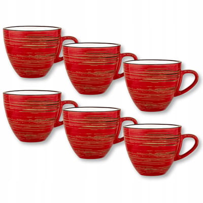 Wilmax Espresso Kopjes 75 ml - Set van 6 - Rood Porselein