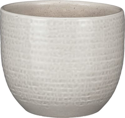 Mica Decorations Plantenpot/bloempot - terracotta - lichtgrijs flakes relief - D14/H12 cm