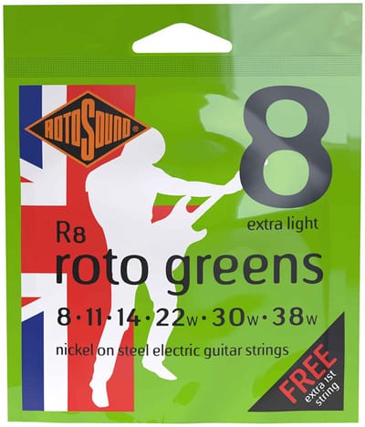 Rotosound R8 Greens Gitaarsnaren voor Elektrische Gitaar (8-38)