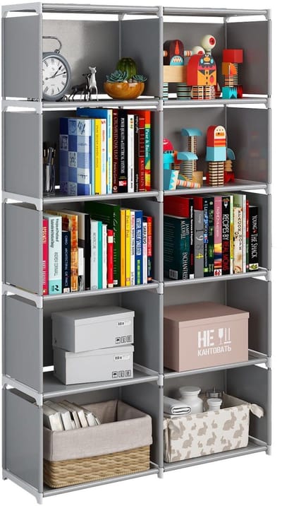 Unyqoos ® Moderne Multifunctionele Boekenkast met 10 Vakken voor Optimale Opslag en Organisatie