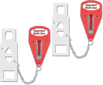 Draagbaar Deurslot - Extra Beveiliging - Privacy Verbeteren - Eenvoudig te Installeren - 2 stuks - Rood