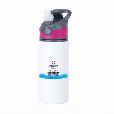 Hacebo® - 'S werelds beste badmeester waterfles met rietje roze - Badmeesters - s werelds beste badmeester - cadeau badmeester - zwemmen - zwemdiploma - cadeau - kado - gift - geschenk - vaderdag - lifeguard - water fles - 650ML