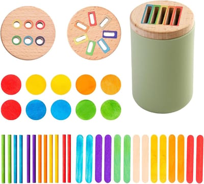 3-in-1 Montessori Speelgoed voor 1-3 Jaar - Siliconen en Houten Sensory Speelgoed voor Motorische Vaardigheden en Creatief Spelen