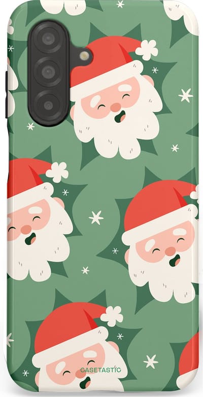 Casetastic hoesje geschikt voor Samsung Galaxy A26 - Dubbellaagse bescherming - Vrolijke Kerstmannen in de Sneeuw - Fashion Case - Saliegroen Wit Perzik Crème