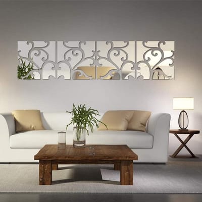 4 Stuks 3D Spiegel Wandstickers van Acryl, Geometrisch Patroon DIY Wanddecoratie voor Woonkamer, Slaapkamer en Trap met Zelfklevende Spiegels