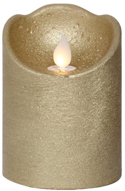 LED Waving kaars wax goud Ø7,5xH10cm