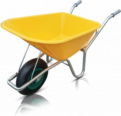 Hummer Bouwkruiwagen 100 liter - Bak HDPE Geel - met Luchtband