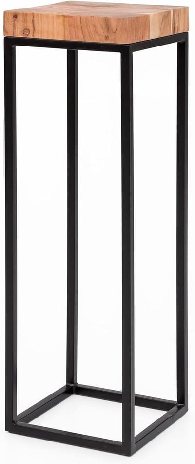Bijzettafel 30 x 97 x 30 cm WL5.654 acacia metalen bijzettafel hoog | industriële stijl tafeltje woonkamer | houten tafel met metalen poten | opbergtafel bloementafel