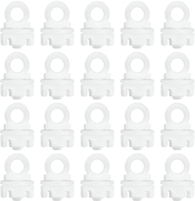 Dailygoods- Gordijnrail Glijders 20 Stuks - Kunststof - Wit - Diameter 5 mm - Lengte 19 mm - Breedte 12 mm - Eenvoudig te Installeren - Gordijnhaken