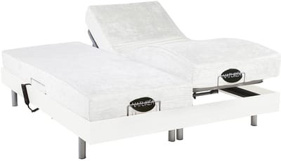 Vente-unique Bed met elektrische lattenbodem hout wit 2 x 90